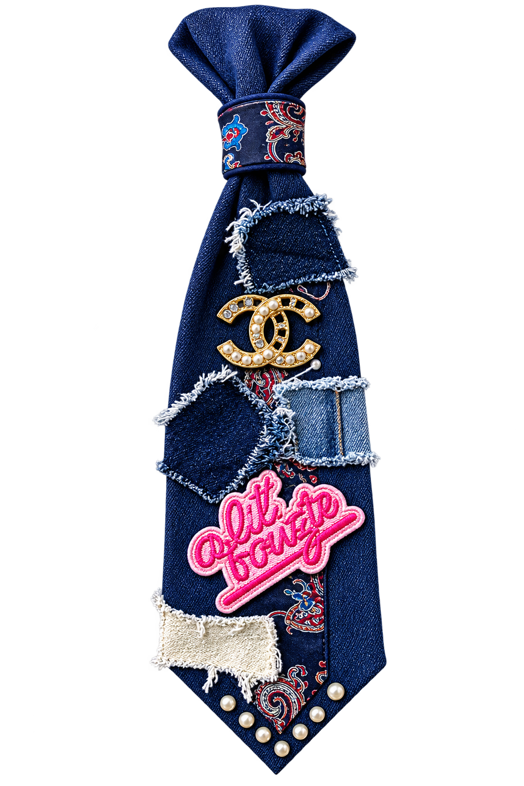 Chanel-Inspired A Lit Bowtie Denim Tie